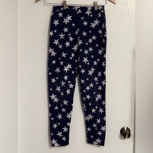 Express Star Pattern Ladies Cropped Leggings - Navy and White